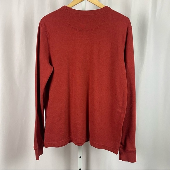 Mossimo Large Henley Wolf Graphic Thermal Long Sleeve Shirt Rust Burnt Orange - Picture 2 of 6
